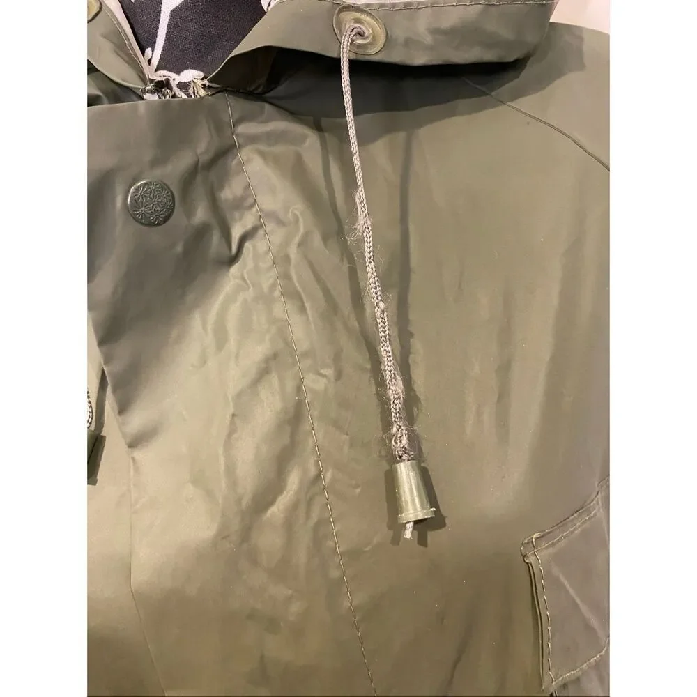 Stearns Dry Wear PVC Rain Jacket Olive Green Hooded Fishing Waterproof Coat